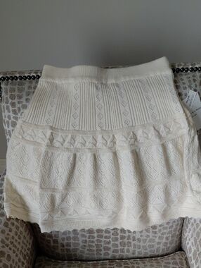 Cream Knit Mini Skirt